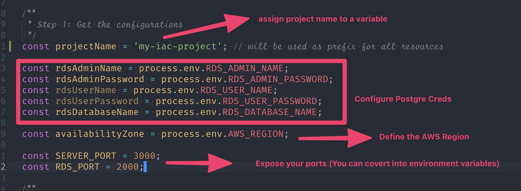 Define the credientials for Container